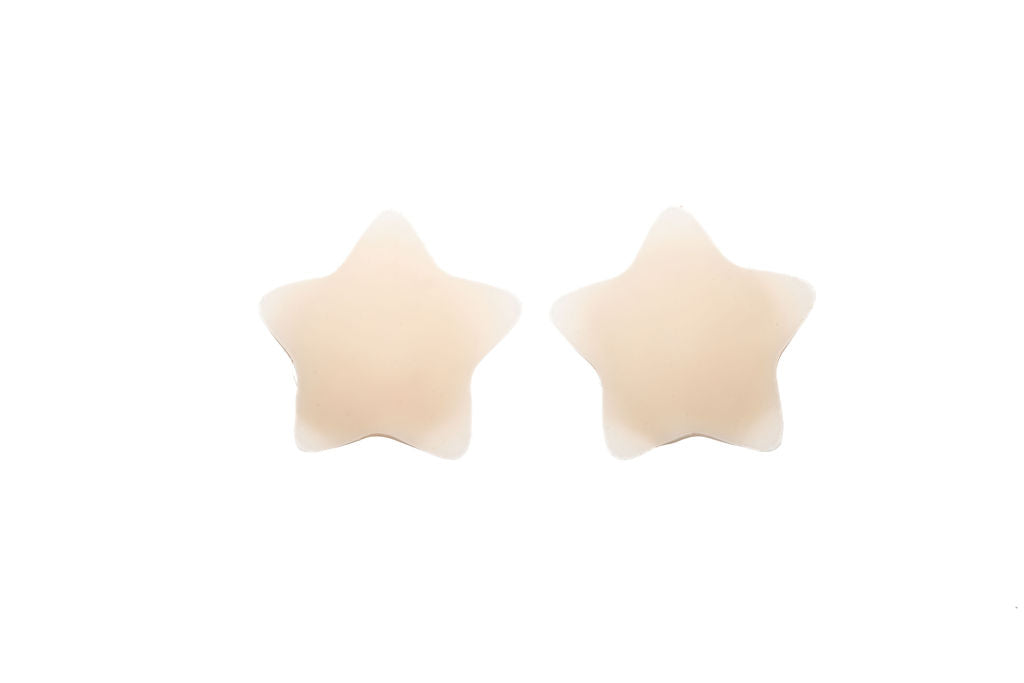 Nude star-shaped reusable silicone nipple cover for discreet, stylish, and comfortable coverage