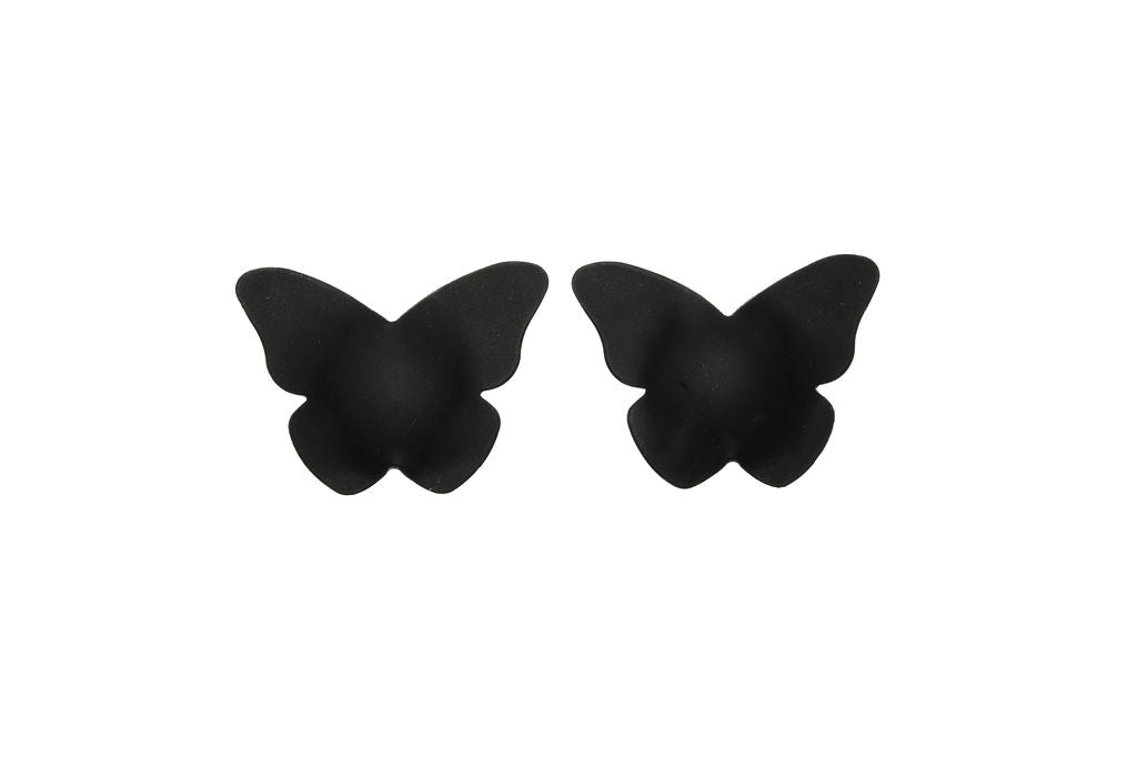 Black butterfly-shaped reusable silicone nipple cover for discreet, stylish, and comfortable coverage