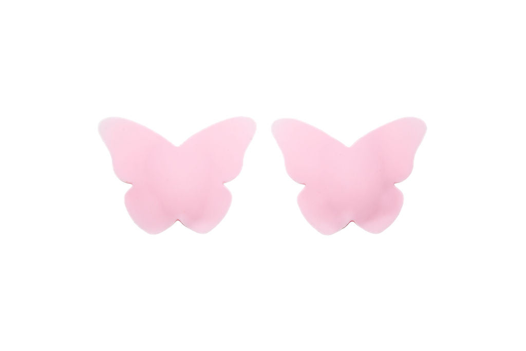 "Light pink butterfly-shaped silicone nipple cover for discreet, stylish, and comfortable coverage. Reusable and ultra-thin for confident fashion."